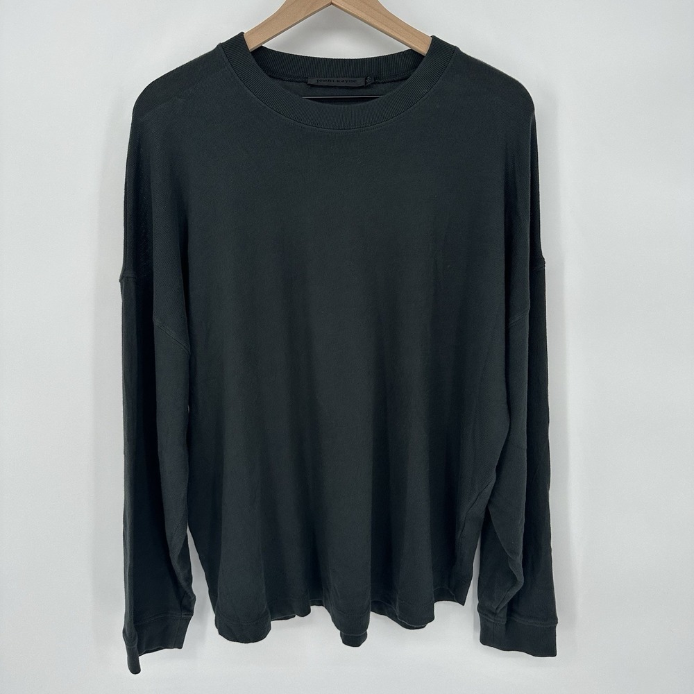 Jenni Kayne Sz M Charcoal Black Soft 100% Cotton Boyfriend Long Sleeve Shirt Top - Picture 3 of 9